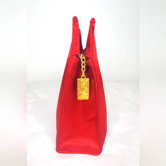 NWOT Yves Saint Laurent- parfume red satin cosmetic pouch-makeup,perfume,jewelry - Picture 2 of 8